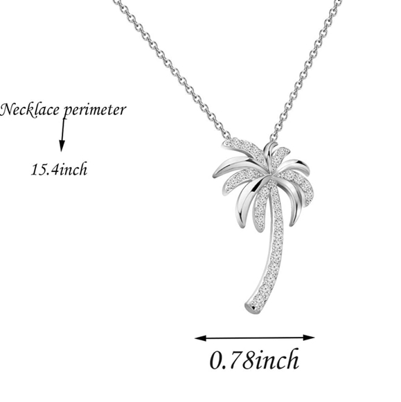 COPY - Ladies Palm Tree Necklace NWT Silver/CZ - Picture 6 of 6